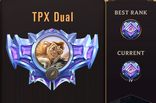 TPX_Dual's tweet image. Just reached Diamond 4 on LoR (EUW) Its first season I'm playing the game more competitively (was Bronze on first season and haven't played since then)
Master next season?😉