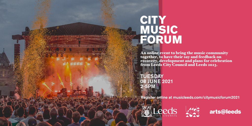 Involved in music in Leeds? Join @musicleeds and have you say at the online City Music Forum. Feedback on important issues with a focus on post-Covid recovery & future opportunities. 📆Tues 8th June 2-5pm 📝musicleeds.com/citymusicforum… @LeedsArts @LeedsIGS @leeds_2023