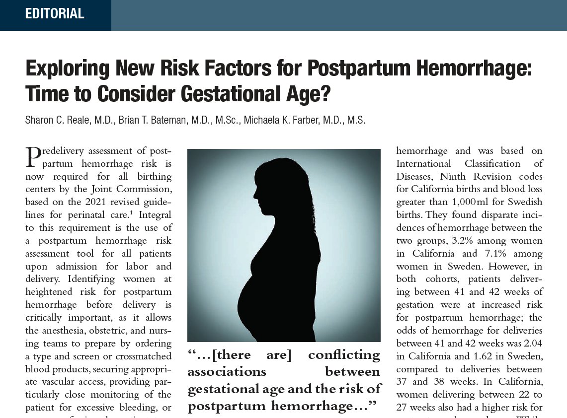 Brigham and Women’s OB Anesthesia (@brighamobanes) on Twitter photo Editorial just published in <a href="/_Anesthesiology/">Anesthesiology</a> by Sharon Reale, Brian Bateman & <a href="/FarberMichaela/">Michaela Farber</a> on <a href="/aljabut/">alexander j butwick</a>'s important new study on gestational age as a risk factor for PPH: pubs.asahq.org/anesthesiology… Editorial just published in <a href="/_Anesthesiology/">Anesthesiology</a> by Sharon Reale, Brian Bateman & <a href="/FarberMichaela/">Michaela Farber</a> on <a href="/aljabut/">alexander j butwick</a>'s important new study on gestational age as a risk factor for PPH: pubs.asahq.org/anesthesiology…