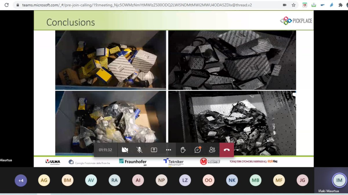 🤖🏭📦Our colleagues from <a href="/TeknikerOficial/">Tekniker</a> and <a href="/CnrIras/">IRAS CNR-STIIMA</a> have just finished presenting work on #humanawareplanning carried out within project #PICKPLACE.

💬🗨️Now time to discuss general conclusions on project outcomes and results. #EUresearch #EUproject #Horizon2020 #finalreview
