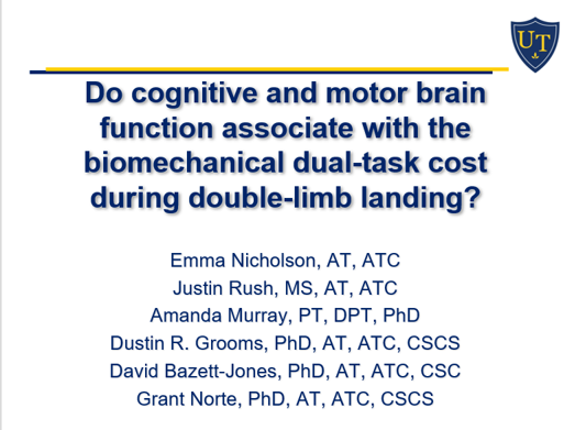 UToledo AT Program (@utoledo_at) on Twitter photo Next up, <a href="/EmmaN_ATC/">Emma Nicholson, ATC</a>'s proposal is to investigate if cognitive or motor brain function🧠is associated with dual-cost biomechanics during double-limb landing Next up, <a href="/EmmaN_ATC/">Emma Nicholson, ATC</a>'s proposal is to investigate if cognitive or motor brain function🧠is associated with dual-cost biomechanics during double-limb landing