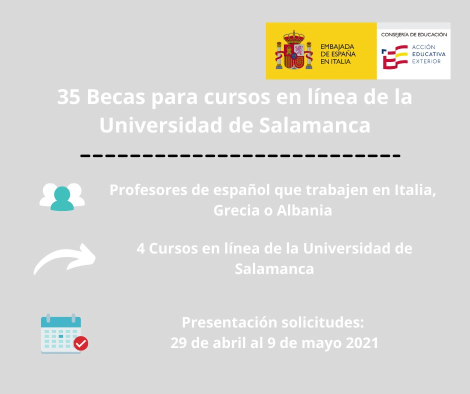 Información y solicitudes en: educacionyfp.gob.es/italia/formaci…
#FormacionELE <a href="/usal/">Universidad de Salamanca</a>