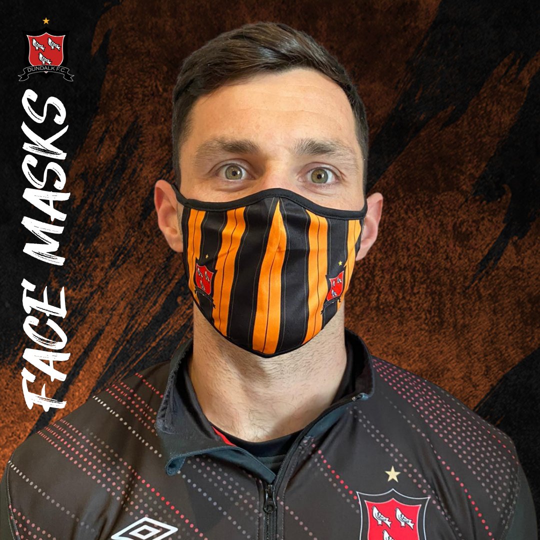 DundalkFC's tweet photo. 😷 #DundalkFC face masks are now available to buy on our online store. A 2-pack, which contains a home and away mask, costs just €10.

Season Ticket holders who purchased a 2021 renewal pack and annual Patreon members can pick up their masks from Oriel.

https://t.co/mgyH2LkTZe https://t.co/kNzXa6IyyX