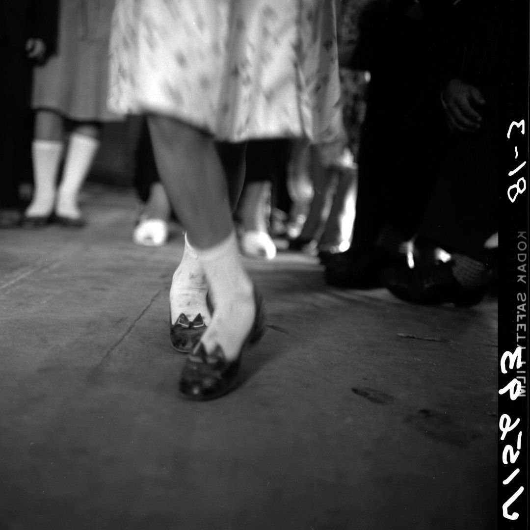 CanMusHistory's tweet photo. It’s #InternationalDanceDay, We invite you to put on your dancing shoes, turn up the music and dance! What music makes your feet tap?

📷 Feet of Sylvia Daraîche and Raoul Holmes' feet dancing a jig by Carmen Roy, 1958; Paspébiac, Qc (CD2004-1124-J15688, J15681, J15694, J15693) https://t.co/9ykeHKpXOi