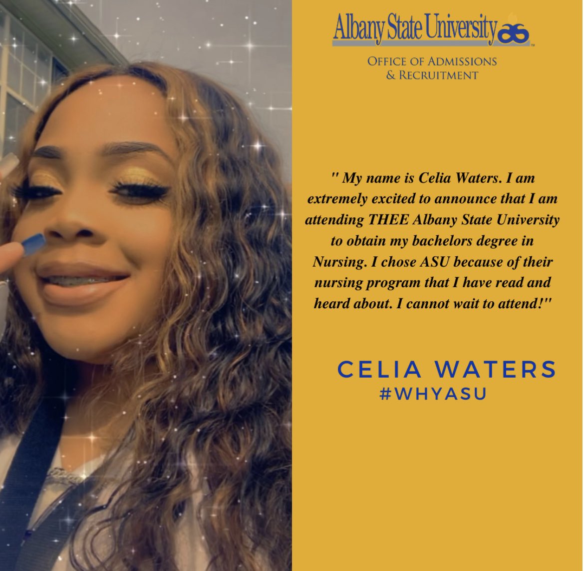 Congratulations to Miss Celia Waters on her acceptance to #AlbanyState! Welcome to the RAMily! 💙💛🐏