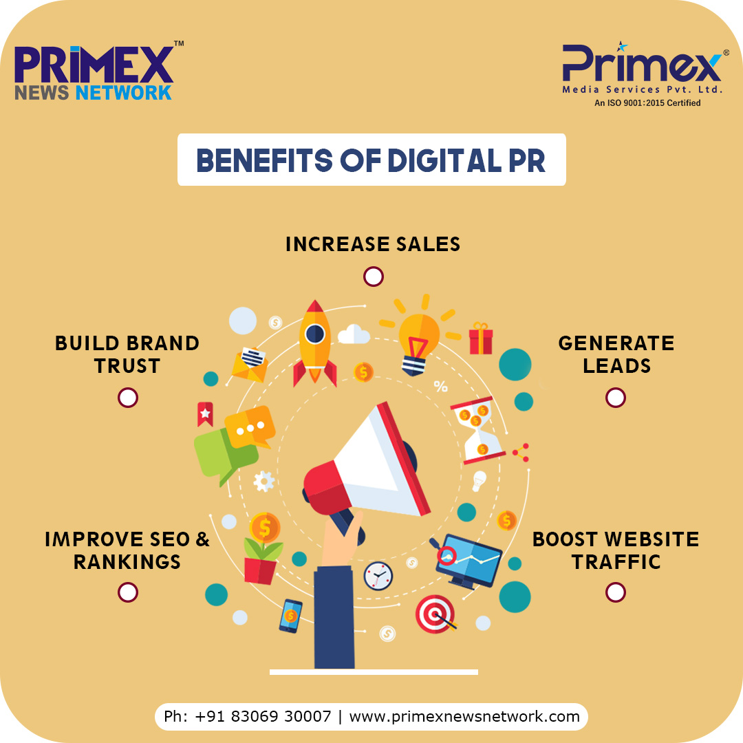 If Digital PR is not currently part of your marketing strategy, here are five of the major benefits that you should be aware of.

For PR contact us: +91 8306930007

Or visit: primexnewsnetwork.com

#benefits #prbenefits #pr #pressrelease #digitalpr #primexnewsnetwork