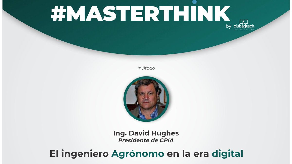 Club_AgTech's tweet image. MAÑANA ❗❗ #MASTERTHINK con David Hughes, @fmayer1974 , @jpiedrab - &quot;“El ingeniero Agrónomo en la era digital” - 🗓️ Viernes 30 de Abril -⌚13:30 horas (Arg) - Para inscribirte
cutt.ly/Rv4LumE