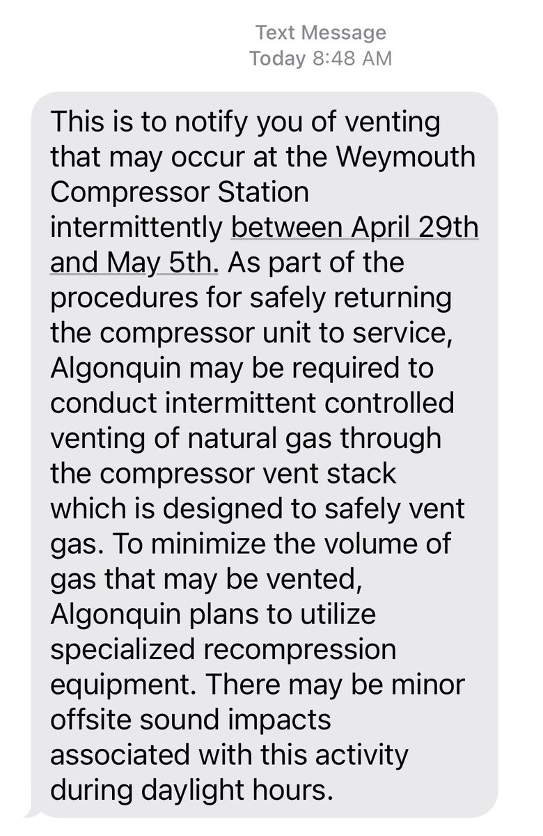 TODAY is the day Enbridge tries AGAIN to get the compressor to function in Weymouth. The last 2 emergency system failures are unexplained. No one who can do anything about protecting us is interested in finding out. So we wait and are forced to endure the effects 1/