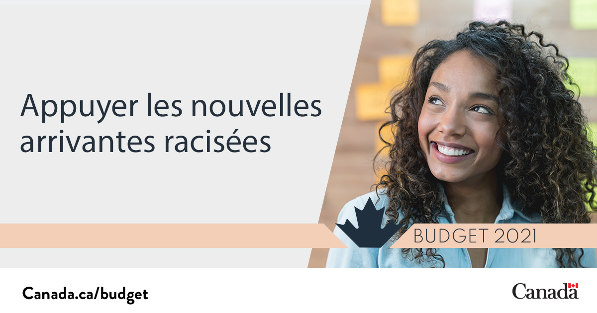 Le #Budget2021 propose de prolonger l’Initiative pilote pour les nouvelles arrivantes racisées, visant à appuyer les services liés à l’emploi, comme les possibilités de réseautage, le counseling d’emploi et les placements rémunérés. ow.ly/jDg450Evp9S  #VotreBudget