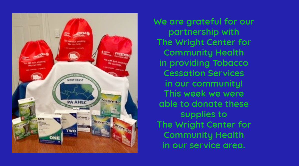 NE_AHEC's tweet photo. We love working with our partners @WrightCenterGME. We are so happy to be able to help their resident Dr. Simonetti and her team who are providing resources and support to patients who smoke. #freedomfromsmoking #quitsmokingtoday #nepaahec #health https://t.co/sbpctRcLQd