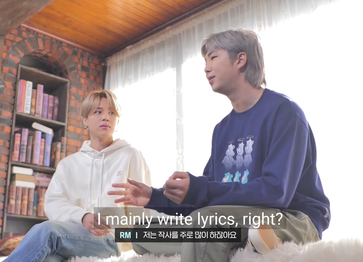 moving onto another complication when writing songs for a group is that the listener listens to the song with the thought that any lines that aren't rap verses, represent all seven of the members. which is true ! but in reality, it's the same person writing those lines
