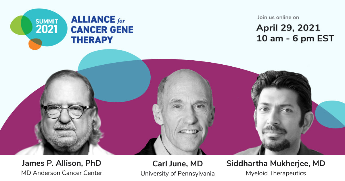ACGTFoundation's tweet photo. Today is the #ACGTSummit with 8 panels featuring world renowned cancer researchers discussing #cancer breakthroughs using cell and gene therapy. Keynote with James P. Allison, PhD, @Carlhjune &amp; @DrSidMukherjee - register at https://t.co/4iN9JdaHt1 https://t.co/f4tVvLiCdS