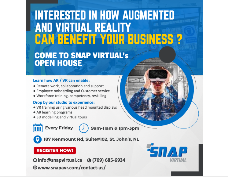 Join <a href="/snap_virtual/">SNAP Virtual</a> every Friday, 9am-11am &amp; 1pm-3pm to learn how augmented and virtual reality can benefit your business!

ac-ada.ca/news/2021-04-2…