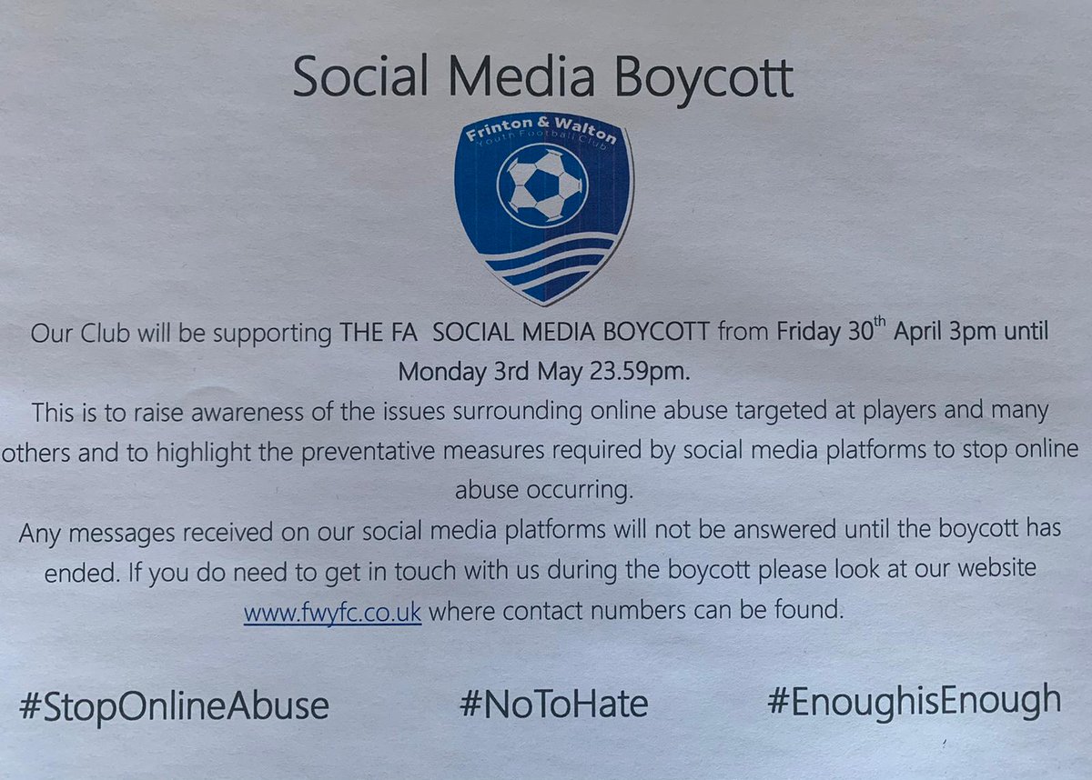Our club will be joining the FAs social media boycott 🔵⚪
