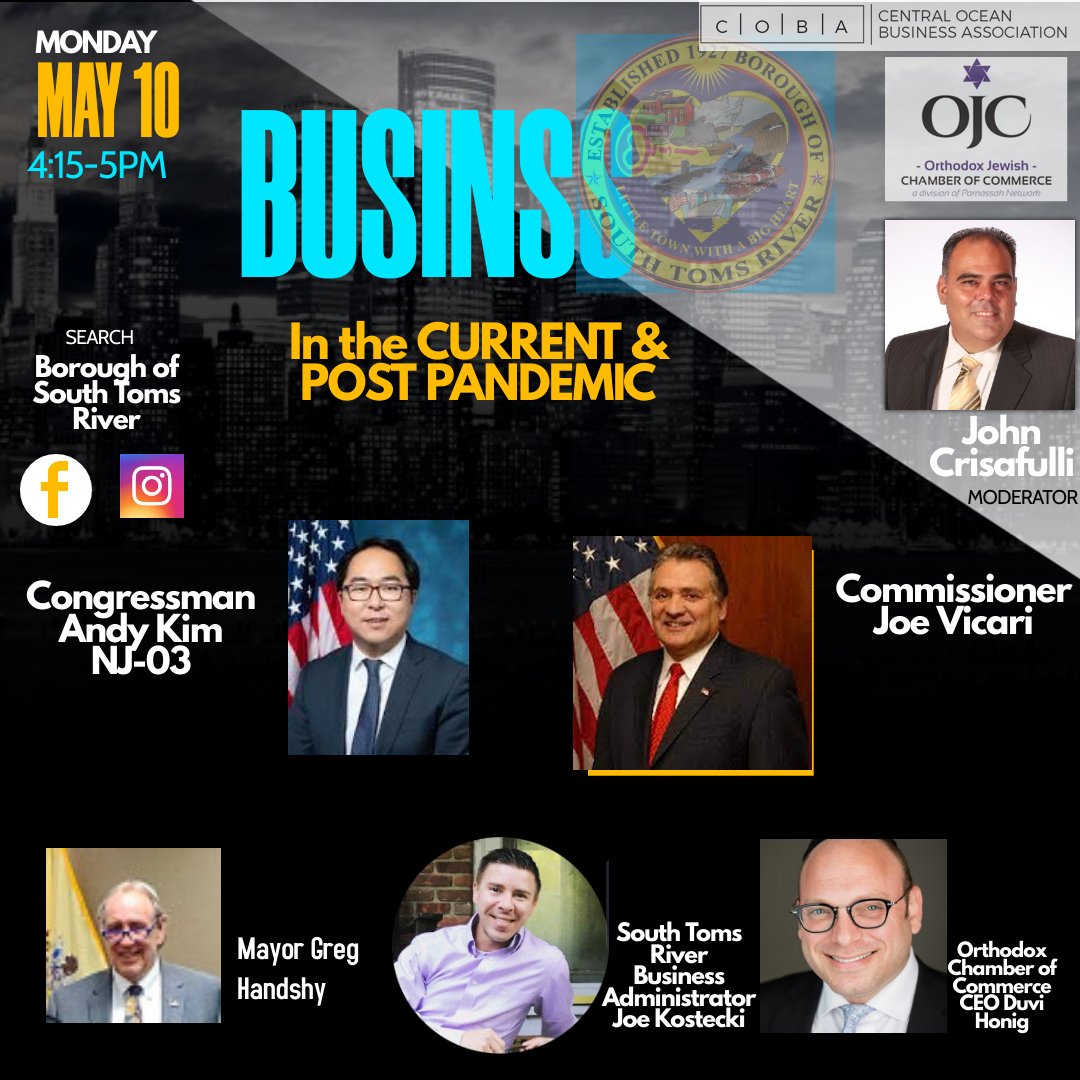 Join in-person or via Zoom on May 10th, 4:15-5pm for  panel discussion on Business in The Current and Post Pandemic.  More great panelists expected to join! #str #strbusiness #restarttheeconomy #njlocalgovt #njleague <a href="/NewJerseyEDA/">New Jersey EDA</a> <a href="/NJGov/">New Jersey</a>