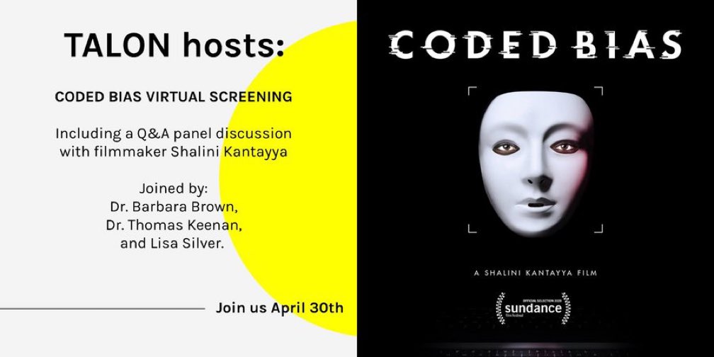 Looking forward to panel discussion tomorrow with film maker @shalinikantayya Many imperatives for #education @CodedBias @talon_cloud