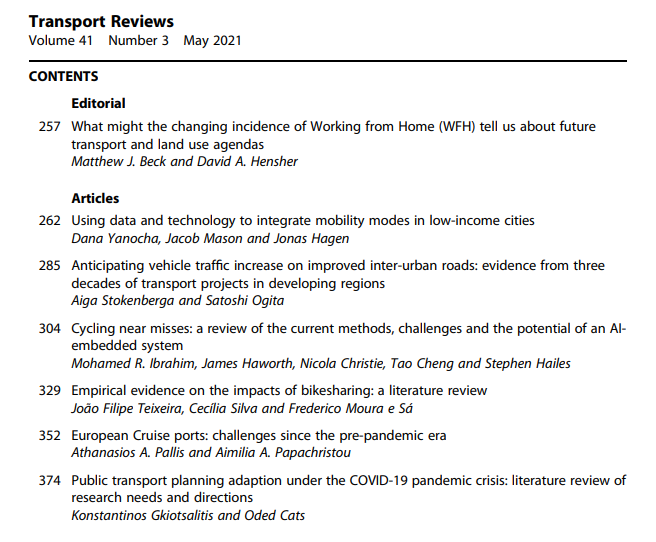 TransptReviews's tweet photo. 🚨 New issue alert 🚨
The latest issue of Transport Reviews (Volume 41, issue 3) has now been published.
Have a look at: https://t.co/XmwVz5clES https://t.co/1UKkUYno9N