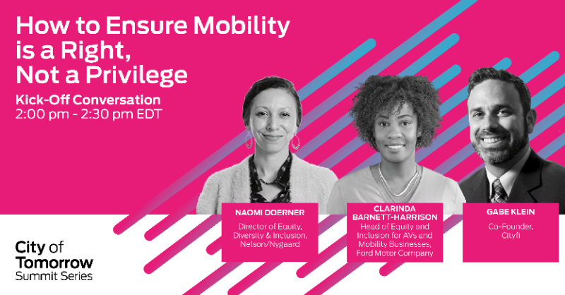 movefreely's tweet photo. Join us on May 6 to explore the intersectionality of mobility and equity, and learn how inclusive voices, policies and technologies can be implemented in your community to help increase #mobility, #equity and #access for all. 

#CityofTomorrow