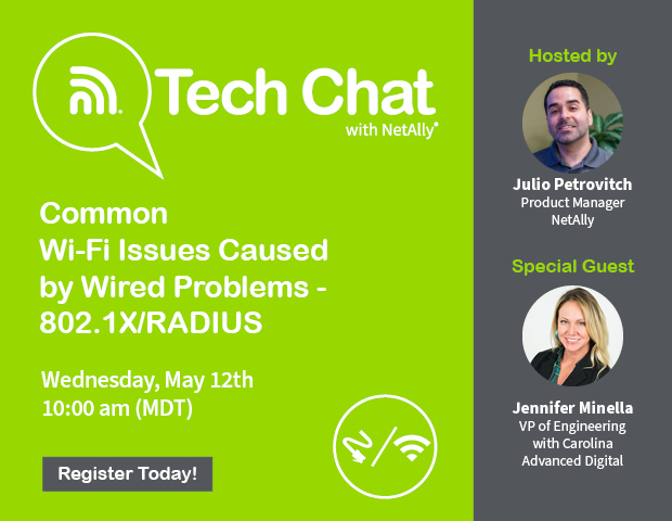 NetAlly's tweet photo. Join us for our monthly Tech Chat with special guest, @jjx. Learn how both 802.1X and RADIUS configurations can affect your Wi-Fi network performance. Register today.  https://t.co/EaAED2BO2g

@NetAlly #wirednetwork #networkTester #WiFi https://t.co/CTV1WyRZcJ