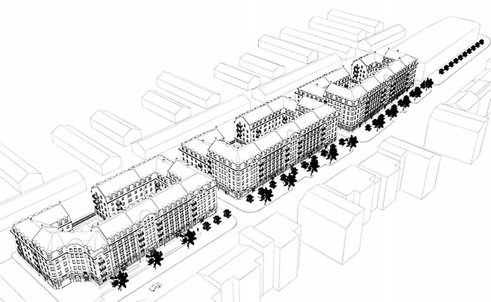 A Swedish municipal government let the public guide them on what kind of architecture would be realized in a new development and in the end this beautiful revisit of gold standard Scandinavian urbanism was selected. By Nils Freckeus at Odinviken, construction starts in 2023.