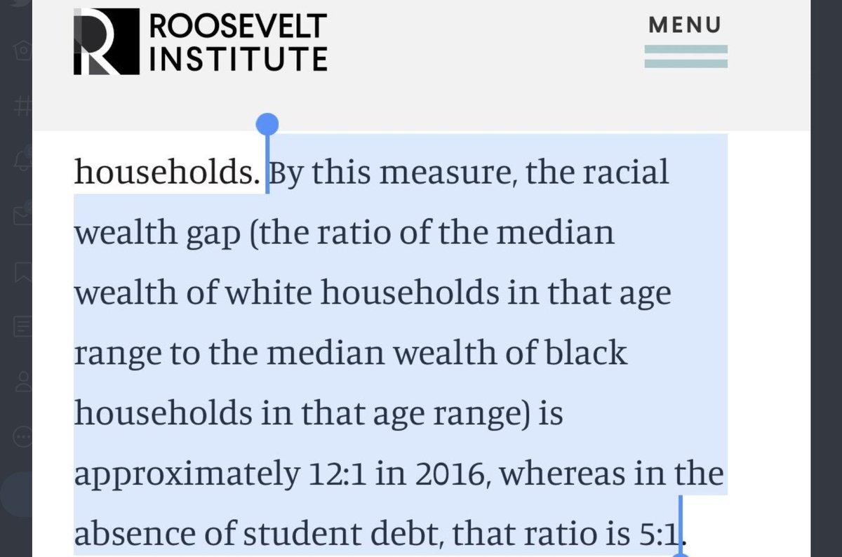 Biden has refused to stimulate the economy and cut the black-white racial wealth gap from 12-1 to 5-1 by forgiving student debt with the stroke of his pen.Instead, he sided with Betsy DeVos against students she defrauded. The sliver in this graph is what they won back. 6/