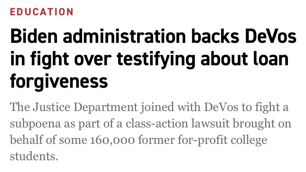 Biden has refused to stimulate the economy and cut the black-white racial wealth gap from 12-1 to 5-1 by forgiving student debt with the stroke of his pen.Instead, he sided with Betsy DeVos against students she defrauded. The sliver in this graph is what they won back. 6/