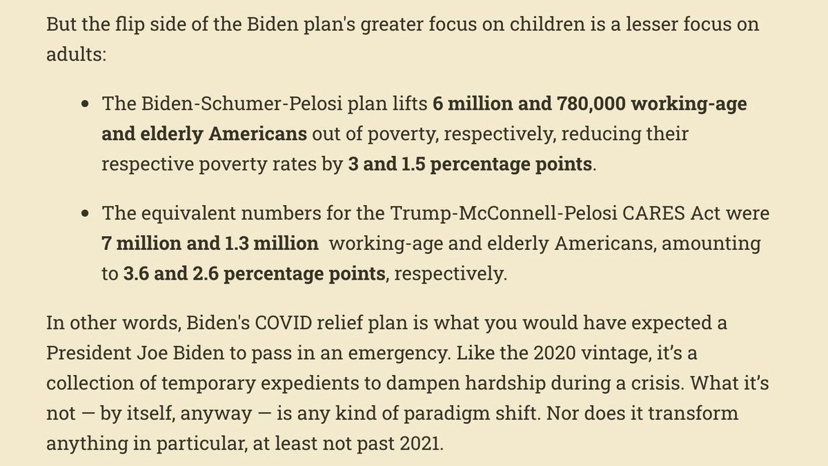 Though Biden claims he "cut childhood poverty in half," he set these temporary benefits to expire in just 8 months, and his plan actually reduces the rate of relief Trump had already been sending to the working class and elderly.Biden must do more, and make it permanent. 9/