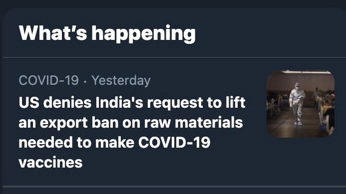 Though he's since been pressured into ending the ban on exporting raw materials needed to produce vaccines, Biden blocking India's access for so long allowed the pandemic to spiral out of control to the point where deaths are higher now than they've ever been before. 15/