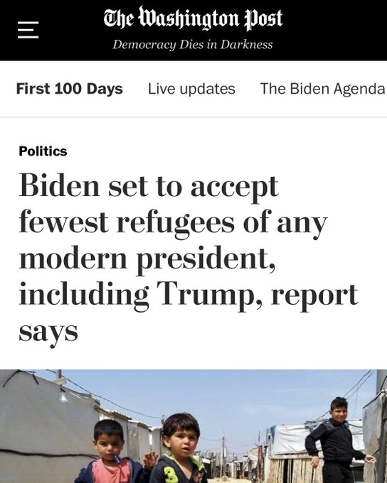 The number of migrants coming to our southern border has increased due to Biden campaigning on the lie that he would treat them better than Trump did.But despite his promise to raise the number of refugees accepted, he's breaking records for allowing the fewest in. 16/