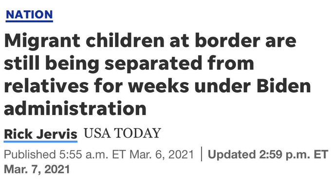 Not only has Biden continued the cruel practice of separating migrant families in several forms, the children he has caged alone in camps often aren't even allowed to call their parents. 19/