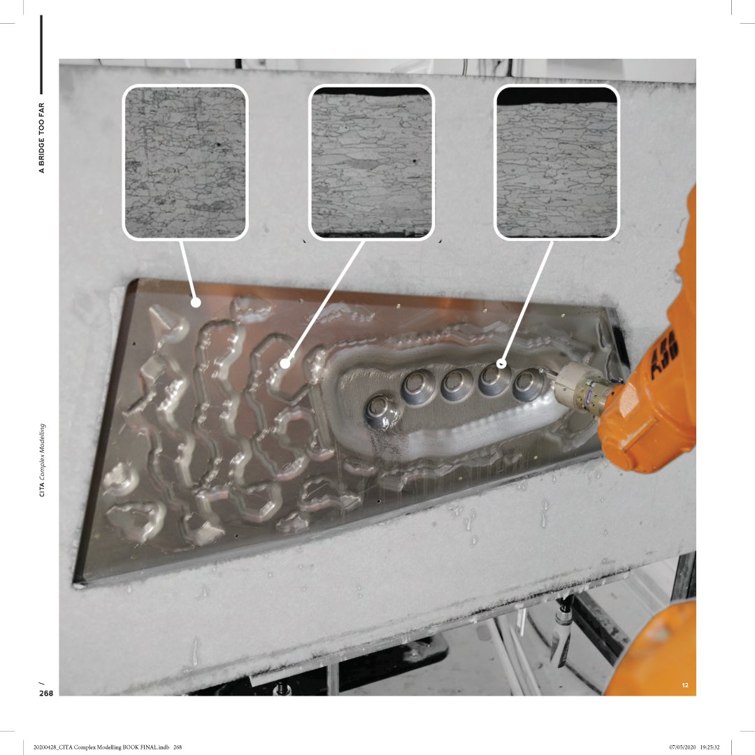 CITAcph's tweet image. #CITA_ComplexModelling – chapter 4: #InformationRichDesign 
 
#ABridgeTooFar/project
 
A Bridge Too Far uses a process of robotic metal forming to create a light, strong bridge from very thin metal sheets.
 
#OpenAccess 
rebrand.ly/openaccess
#Hardback 
rebrand.ly/hardback