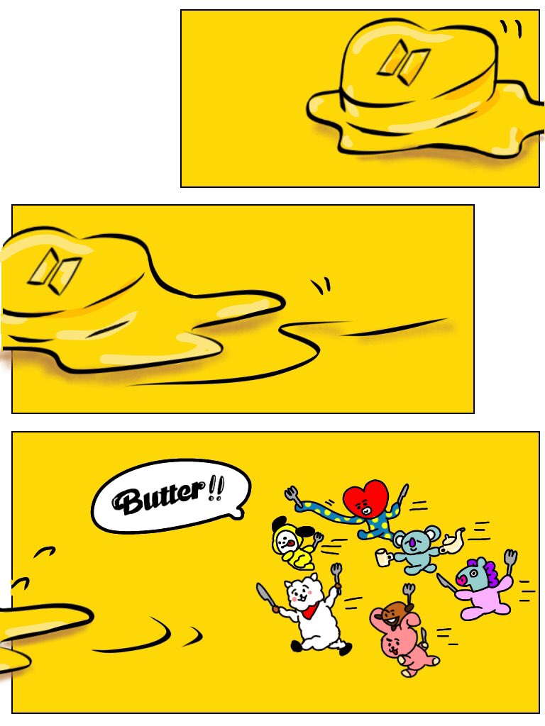 やっと描けたバター絵!🧈🧈🧈

ニュル〜滑るバターが可愛いくて何度も見ちゃう🧈💨

#btsfanart 
#BTS_Butter 