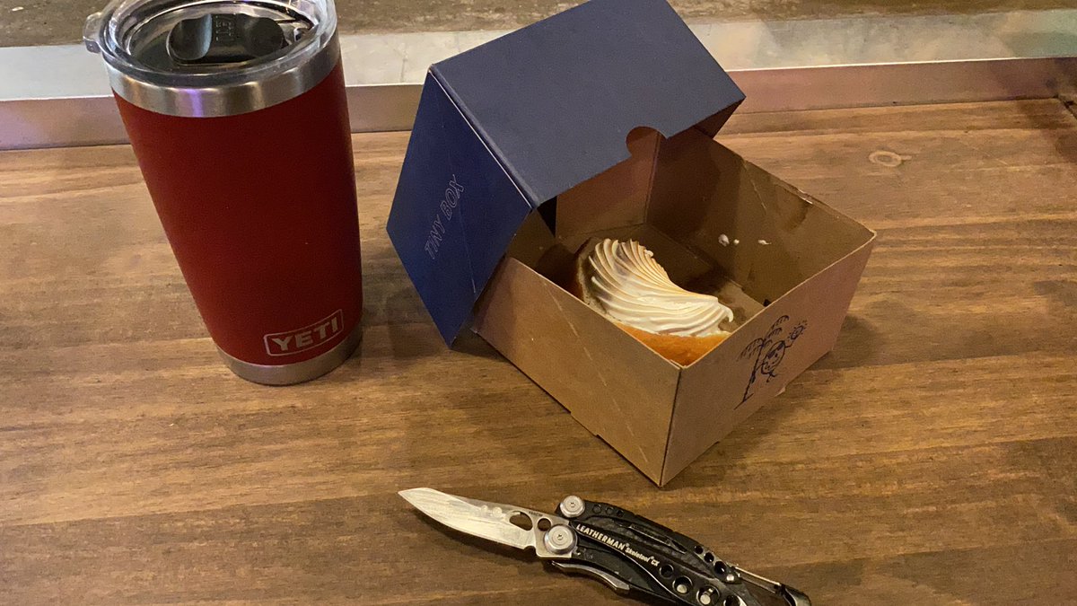 Happiness is: smoking briskets while taking nips of Noble Coyote’s cold brew coffee and bits of Salty Donut’s Horchata donut