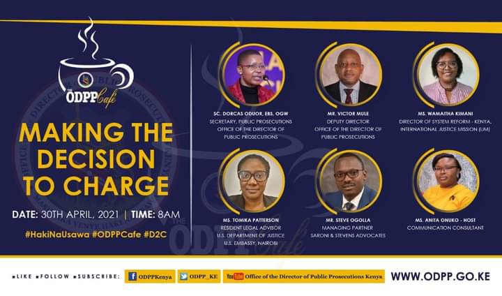 IJMKenya's tweet image. Join @ODPP_KE tomorrow at 8am and engage with a panel of experts, including @IJMKenya Director of System Reform @WamaithaKimani, as they discuss the Decision to Charge guidelines. This session will be live at ODPPKenya Facebook page.

#HakiNaUsawa
#ODPPCafe