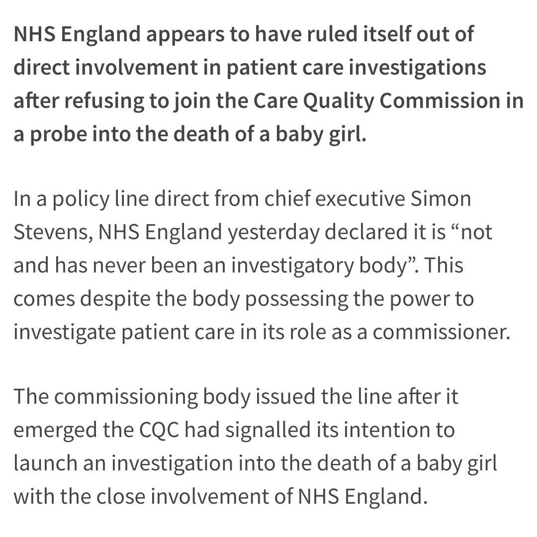 An example...in 2014 Stevens personally pulled the plug on an inquiry into the death of baby Lizzie Dixon...an inquiry into her death concluded last year and found evidence of a cover up. But for me it was the lack of consideration for the family and their suffering.