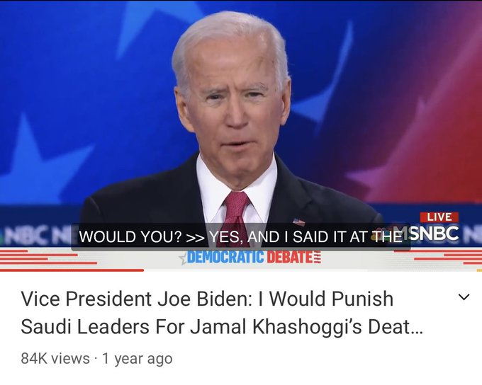 Biden mirrored Trump yet again when he failed to uphold his pledge - and US law - by refusing to ban the Saudi prince responsible for murdering journalist Jamal Khashoggi. 35/