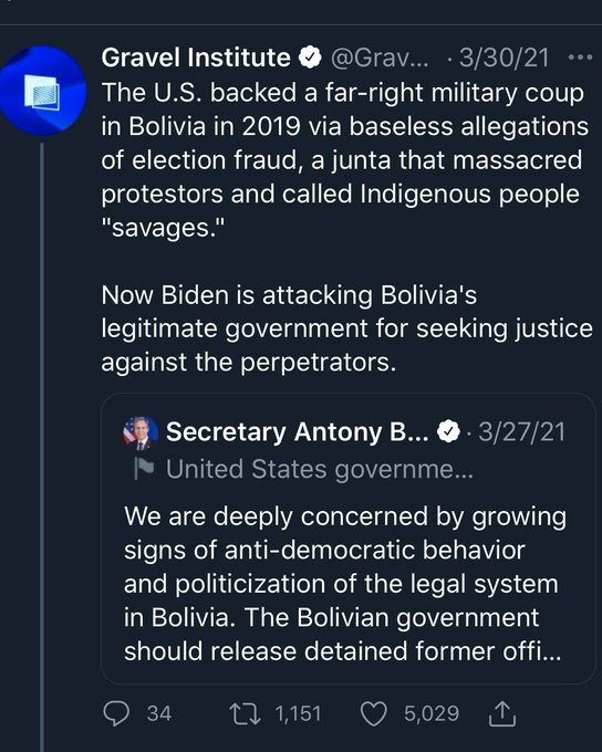 Biden's foreign policy in South America has been no different from Trump's, either.His administration is supporting both the failed pupped Trump attempted to install by coup in Venezuela, and the fascist insurrectionists that Trump backed in Bolivia as well. 36/