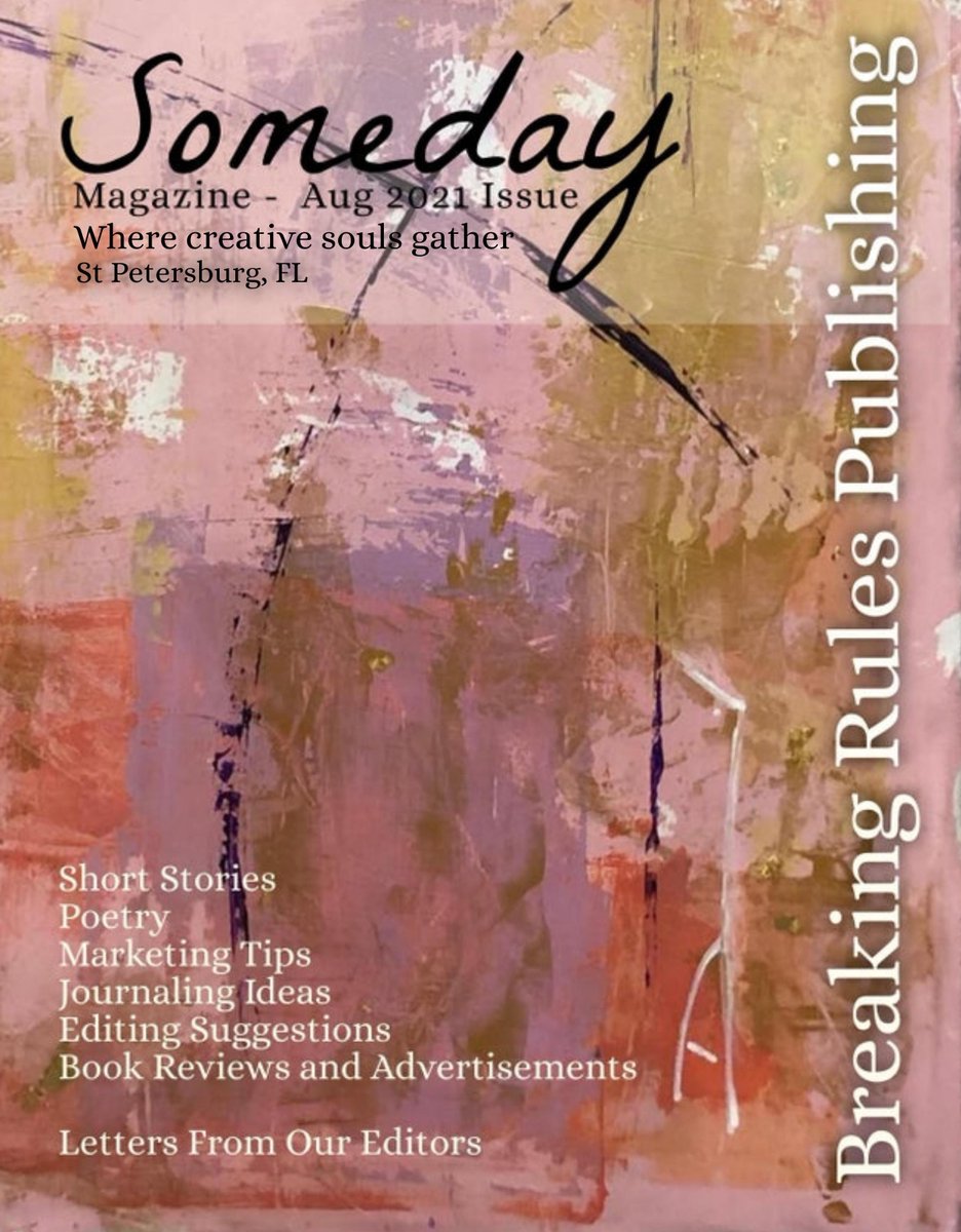 BreakingRules15's tweet image. Someday is dedicated to the art - theater - literary - dance - and music of St Pete and its surrounding areas. We are looking for short stories - poetry - events - promotional material and opportunities in the arts in St Pete. 

breakingrulespublishing.com