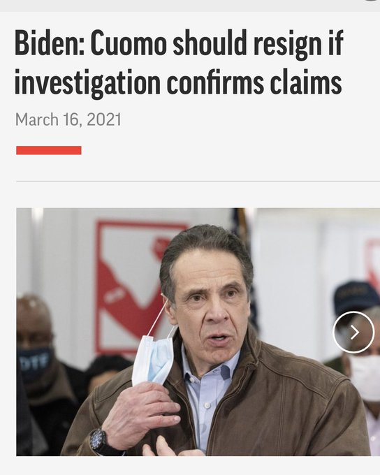 In a particularly Trump-like move, Biden has hypocritically called for the resignation of Andrew Cuomo over his sexual assault allegations, yet has faced no accountability for the accusations against himself that even his own VP believes are true. 39/