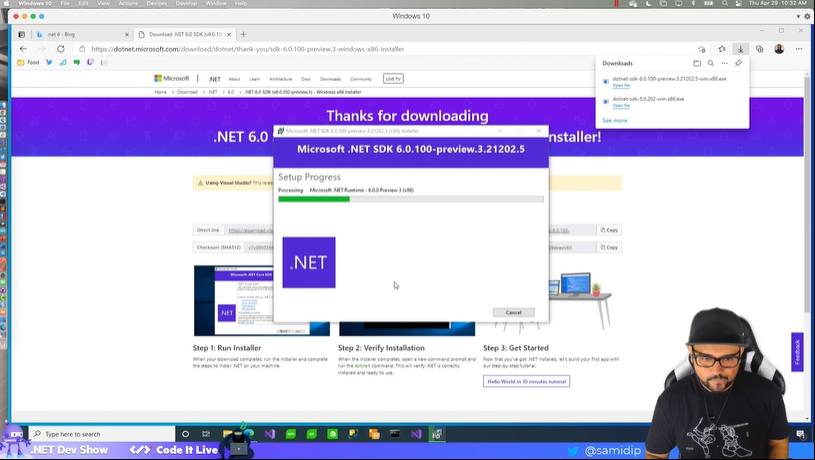 Telerik's tweet image. Are you watching the .NET Dev Show right now? @samidip is tinkering with BlazorWebView for Desktop. 
Join him LIVE right now at twitch.tv/codeitlive!  #Blazor #dotNET #WebView