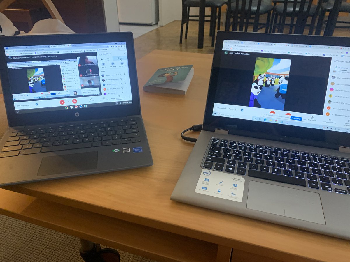 When Google Meets limits you to 100 participants for a whole school virtual assembly, you problem solve and set up multiple Google Meet streams. So exciting to be joined by @klesliebooks for our April read aloud <a href="/Lorneparkps/">Lorne Park PS</a>