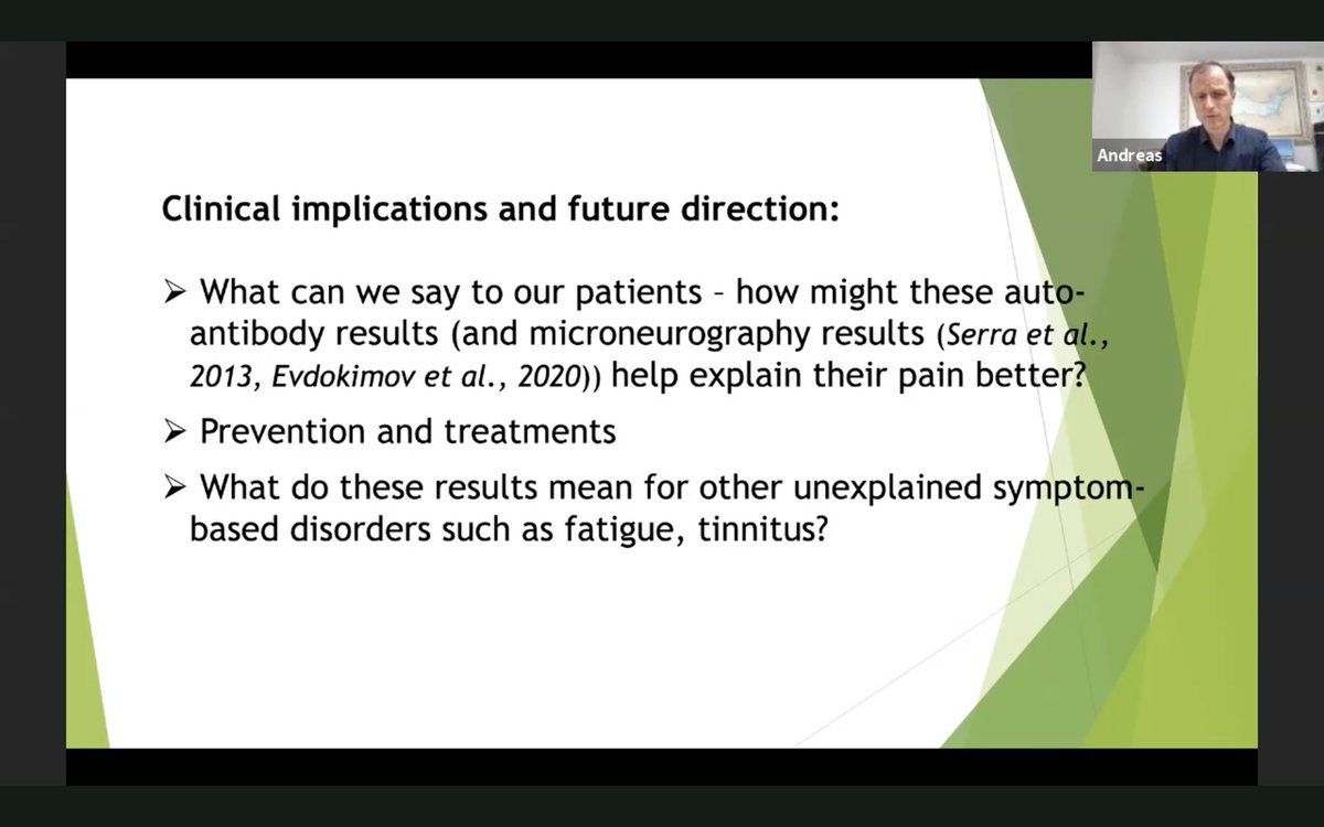 draleiva's tweet image. Fantastic conclusions on the conference from Dr Goebel in #BPSASM2021 about autoantibody and fibromyalgia