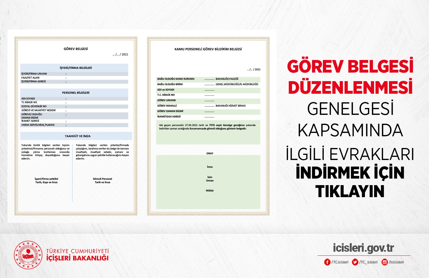 T C Icisleri Bakanligi Gorev Belgesi Duzenlenmesi Genelgesi Kapsaminda Gorev Belgesi Kamu Personeli Gorev Bildirim Belgesi Belgelerini Indirmek Ve Detayli Bilgi Icin T Co N4wp2waxeu T Co B0uonccqwx