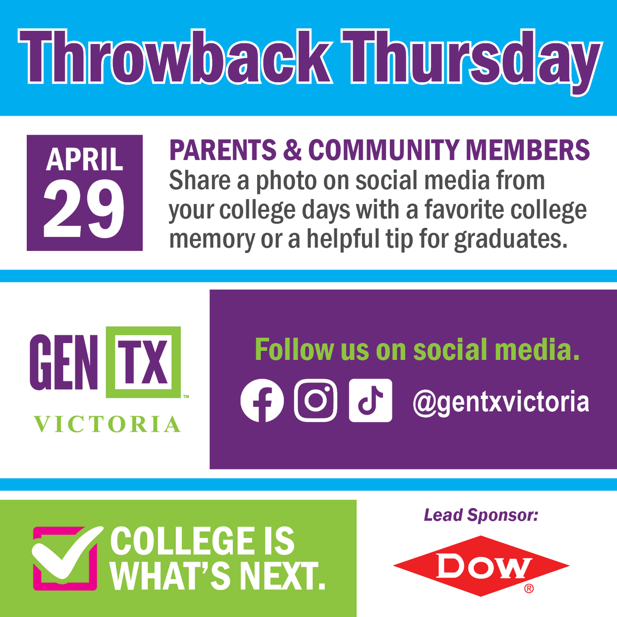 GenTXVictoria's tweet photo. Post a photo of yourself
from your college days along with a helpful tip for soon-to-be graduates. Tag @gentxvictoria so
we can see your amazing throwbacks and
be entered to win a PicNic Back Pack and a
$25 gift card to HEB! #CollegeIsWhatsNext
#DecisionDay2021 https://t.co/cQ30mhYSV0