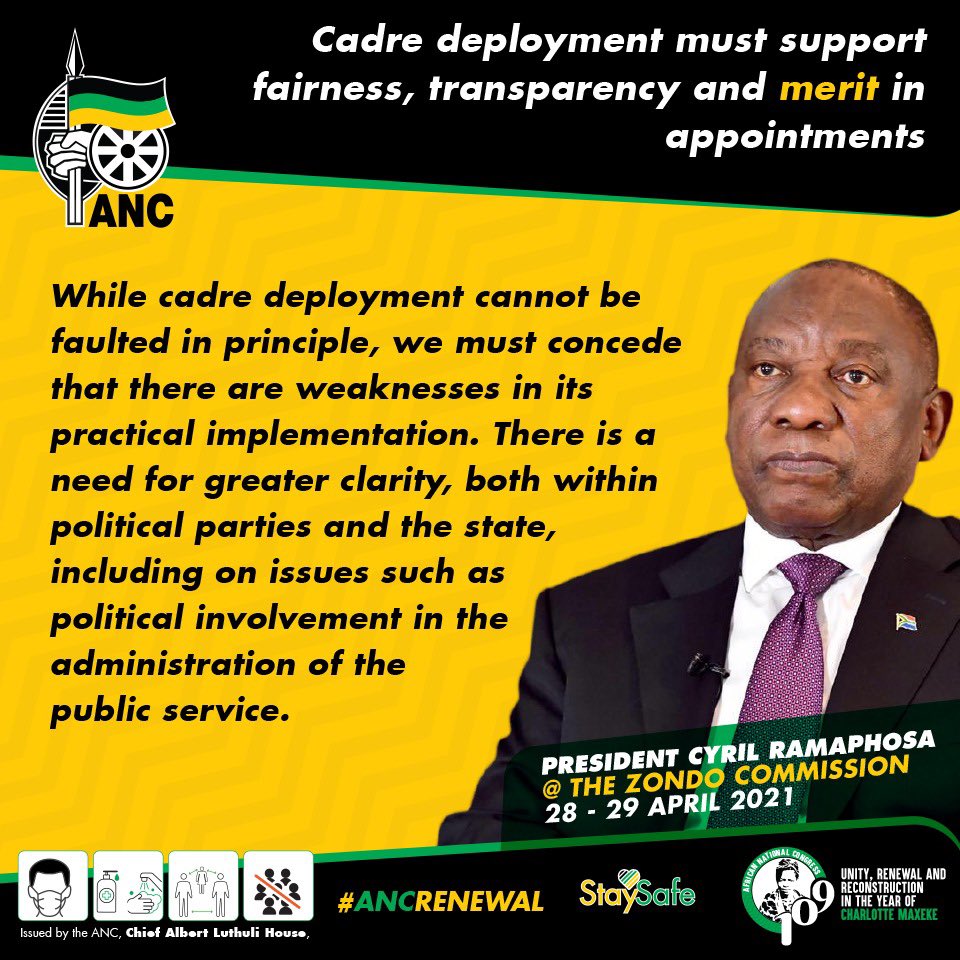 African National Congress on Twitter "“Cadre deployment must support