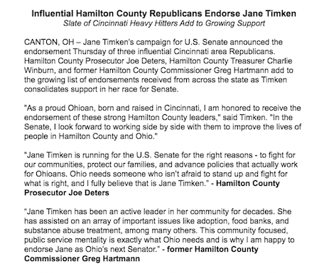 Jane Timken (@janetimkenoh) on Twitter photo Thrilled to have the support of these strong Cincinnati leaders - <a href="/JosephTDeters/">Joe Deters</a>, <a href="/CharlieWinburn/">Charlie Winburn</a>, <a href="/greghartmann/">Greg Hartmann</a>.
I look forward to working side by side with you to improve the lives of people in Hamilton County and Ohio! Thrilled to have the support of these strong Cincinnati leaders - <a href="/JosephTDeters/">Joe Deters</a>, <a href="/CharlieWinburn/">Charlie Winburn</a>, <a href="/greghartmann/">Greg Hartmann</a>.
I look forward to working side by side with you to improve the lives of people in Hamilton County and Ohio!