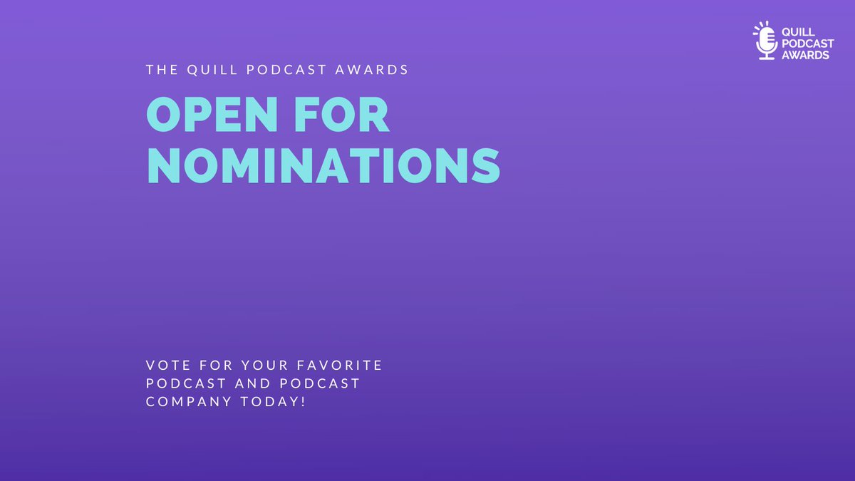 Today's the day! The public voting for the Quill Podcast Awards has officially opened! Head over to our website to nominate your favorite podcast and podcast company. Finalists will be announced on May 28th! Nominate here: quillpodcasting.com/quill-podcast-… #quillpodcastawards