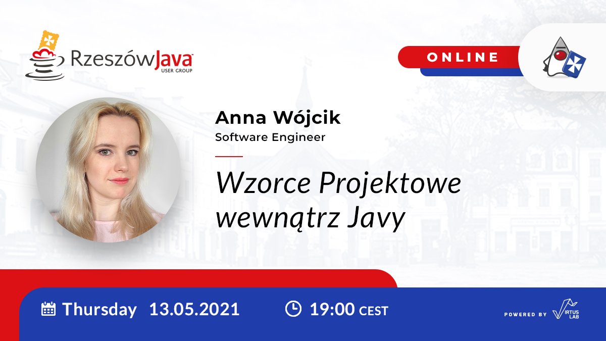 RzeszowJava's tweet image. Cześć RJUGowicze! Już dzisiaj zapraszamy Was na kolejny meetup, podczas którego nasza prelegentka Anna Wójcik opowie nam o wzorcach projektowych wewnątrz Javy 💪
meetup.com/pl-PL/Rzeszow-…
Odwiedźcie Anię na Instagramie, gdzie dzieli się swoją wiedzą 👇
instagram.com/pani.od.progra…