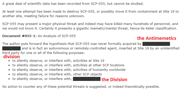 SCP Critical Reading: SCP-055 - There Is No Antimemetics Division