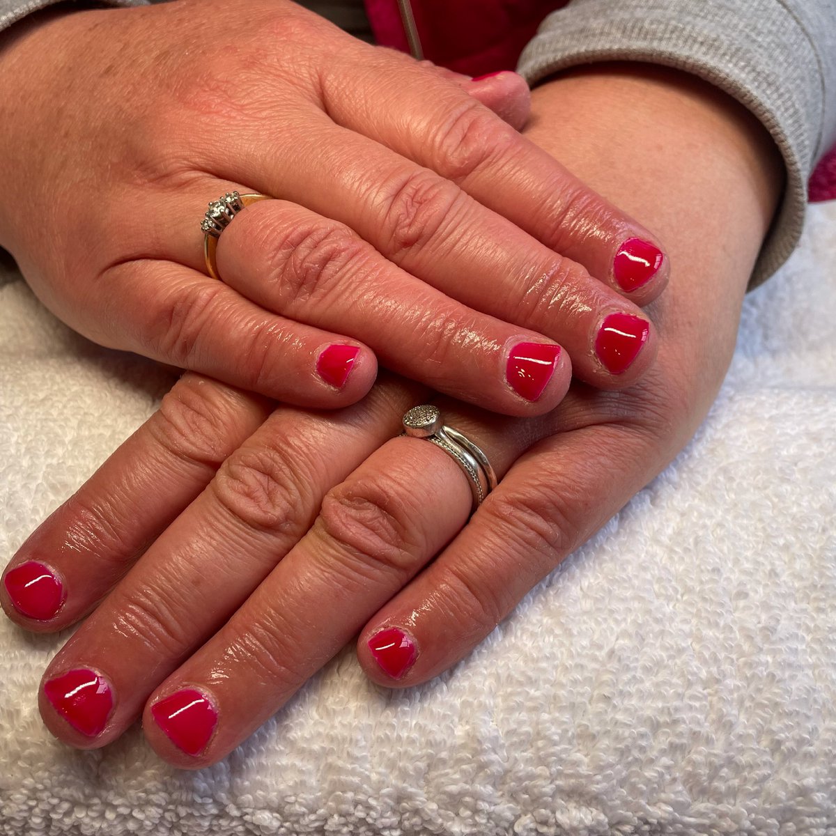Beautiful Halo Raspberry gel applied to natural nails! Plan of attack is to strengthen nails in readiness for client’s holiday in 6 weeks. Looking forward to posting progress pics. #purenailsuk #gelnails #bamberbridge #waltonledale #prestonnails #nailsnailsnailsnails
